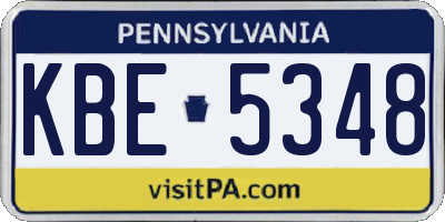 PA license plate KBE5348