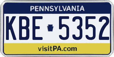 PA license plate KBE5352