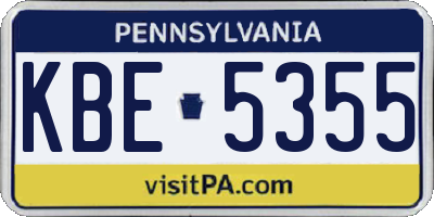 PA license plate KBE5355