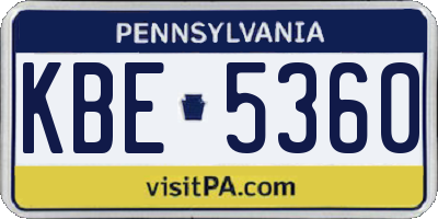 PA license plate KBE5360
