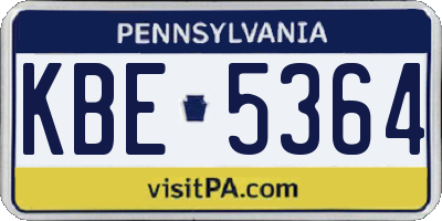 PA license plate KBE5364