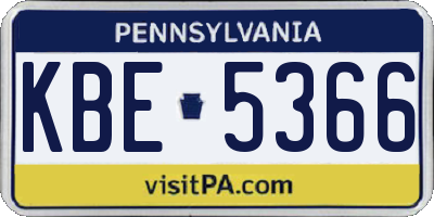 PA license plate KBE5366