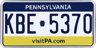 PA license plate KBE5370