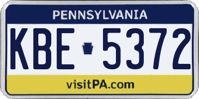 PA license plate KBE5372
