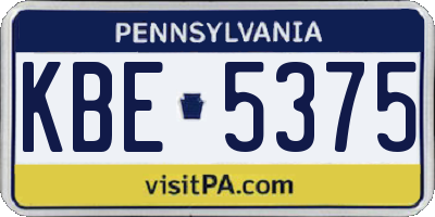 PA license plate KBE5375