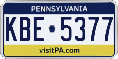 PA license plate KBE5377