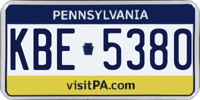 PA license plate KBE5380