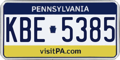 PA license plate KBE5385