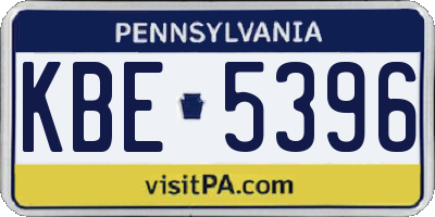 PA license plate KBE5396
