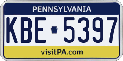 PA license plate KBE5397