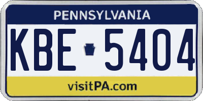 PA license plate KBE5404