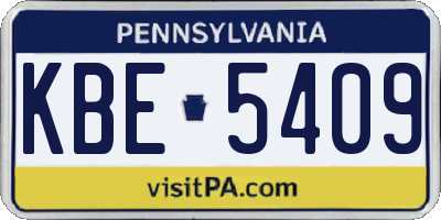 PA license plate KBE5409
