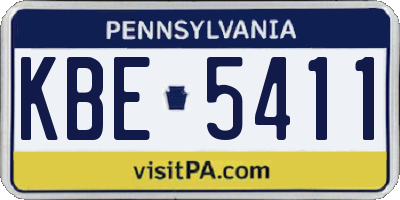 PA license plate KBE5411