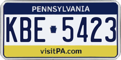 PA license plate KBE5423