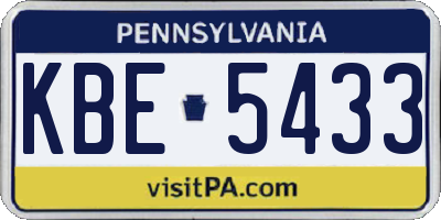 PA license plate KBE5433