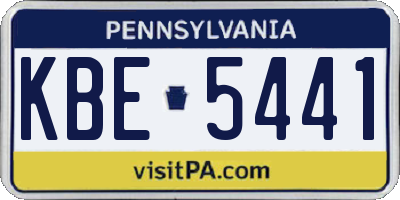 PA license plate KBE5441