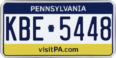 PA license plate KBE5448