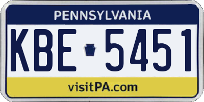 PA license plate KBE5451