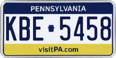 PA license plate KBE5458
