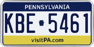 PA license plate KBE5461