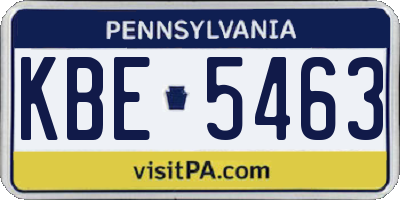 PA license plate KBE5463