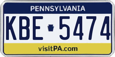 PA license plate KBE5474