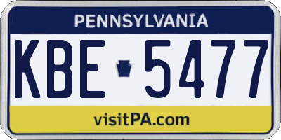 PA license plate KBE5477