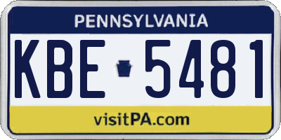 PA license plate KBE5481