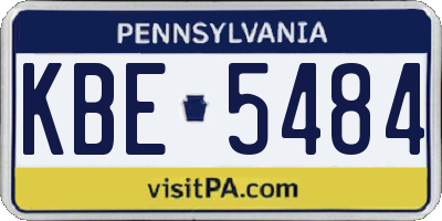 PA license plate KBE5484