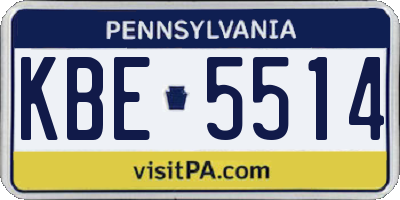PA license plate KBE5514