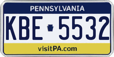 PA license plate KBE5532