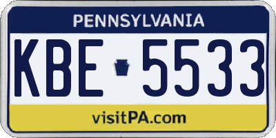 PA license plate KBE5533