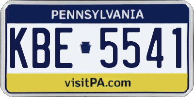 PA license plate KBE5541