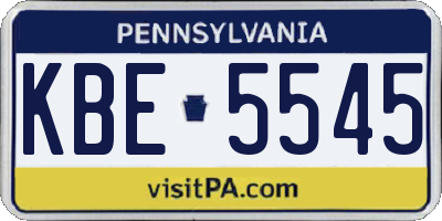 PA license plate KBE5545
