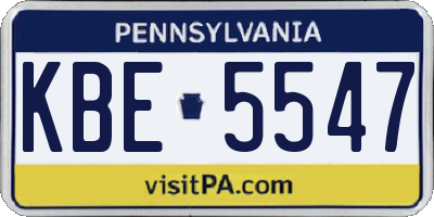 PA license plate KBE5547