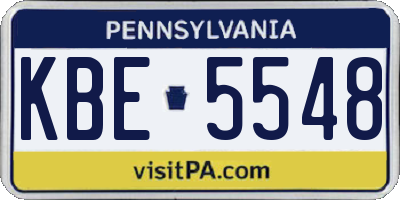 PA license plate KBE5548