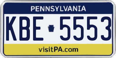 PA license plate KBE5553