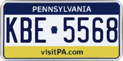 PA license plate KBE5568