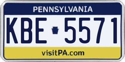 PA license plate KBE5571