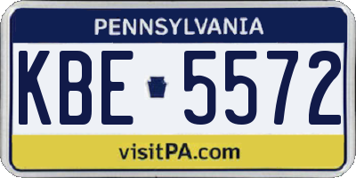 PA license plate KBE5572
