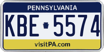 PA license plate KBE5574