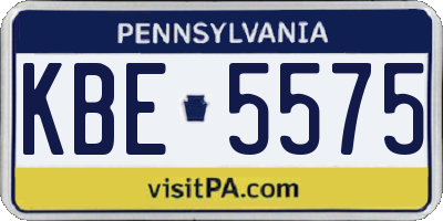 PA license plate KBE5575