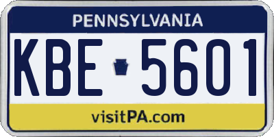 PA license plate KBE5601