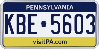 PA license plate KBE5603