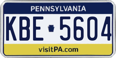 PA license plate KBE5604