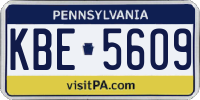 PA license plate KBE5609