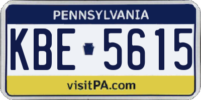 PA license plate KBE5615