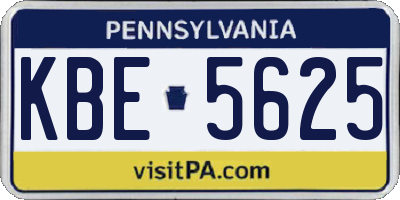 PA license plate KBE5625