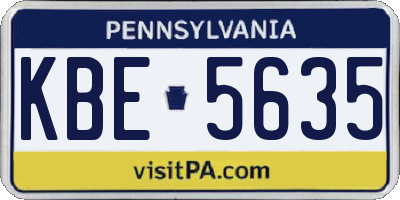 PA license plate KBE5635