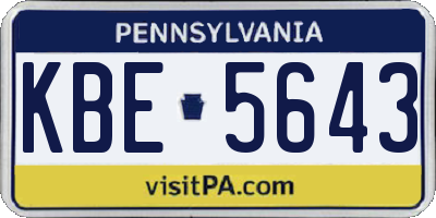 PA license plate KBE5643